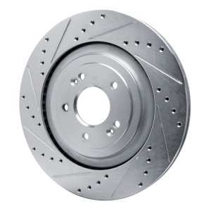 Genesis G90 Brake Rotor (1) - Rear Left - R1 Concepts - Drilled & Slotted - Silver - `19-`22